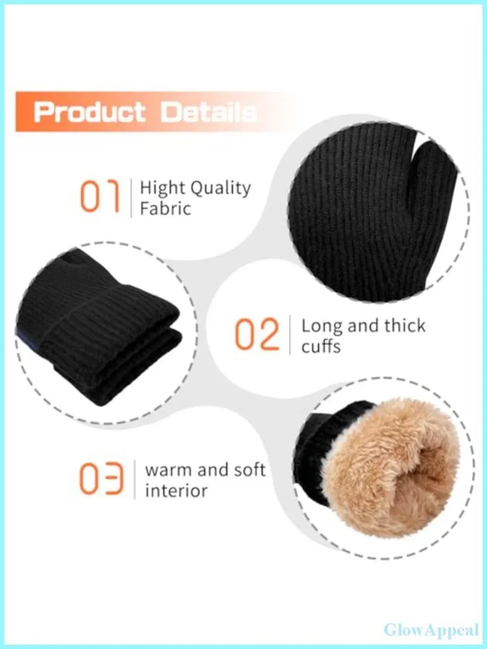 Wool Winter Gloves Men Women Fleece Lined Thermal Stretch Knit Mittens